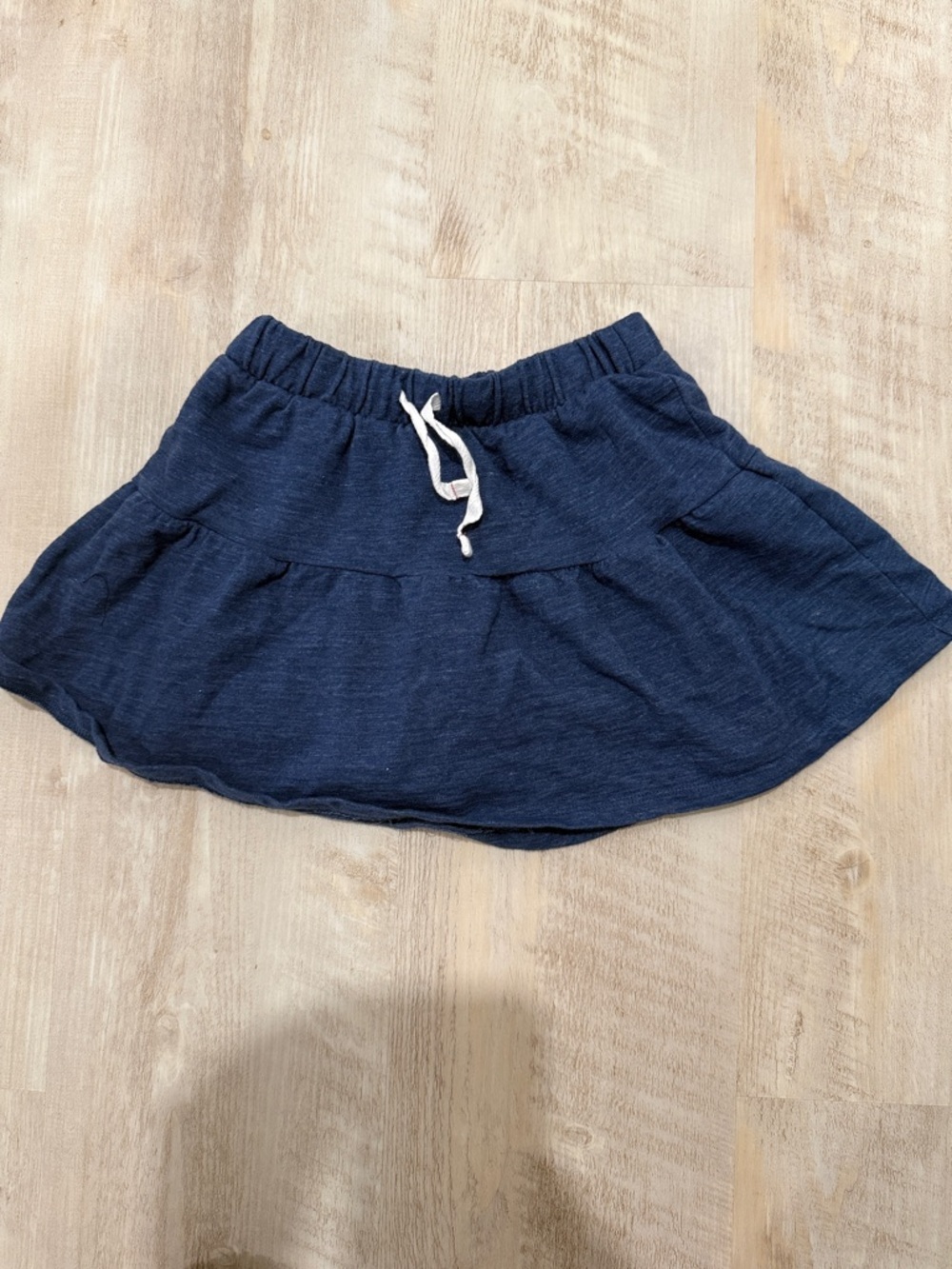 Navy Knit Ruffle Skort with Drawstring
